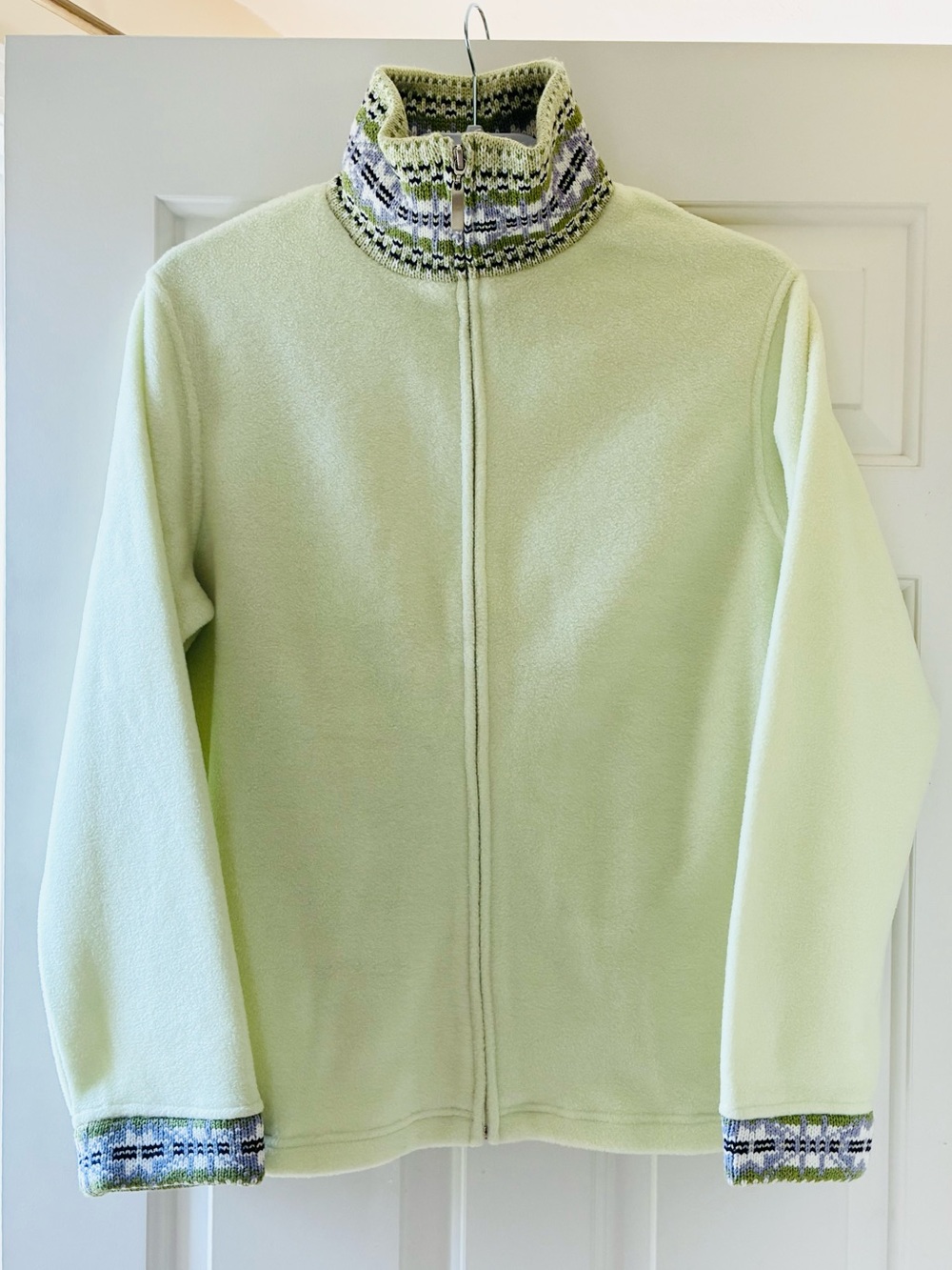 Northern Reflections Fleece Zip-Up Jacket with Knit Trim Light Green Size M NWT